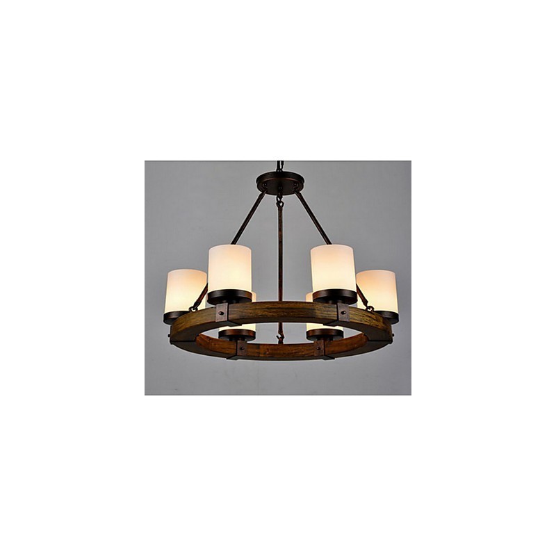 Lampadario a sospensione in legno antico d'epoca