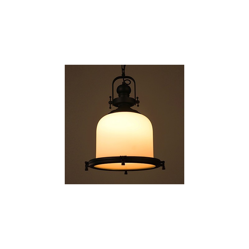 Lampada a sospensione retrò industriale in metallo dorato e vetro