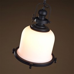 Lampada a sospensione retrò industriale in metallo dorato e vetro
