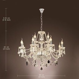 Lampadario rustico in vetro e cristallo elettroplaccato