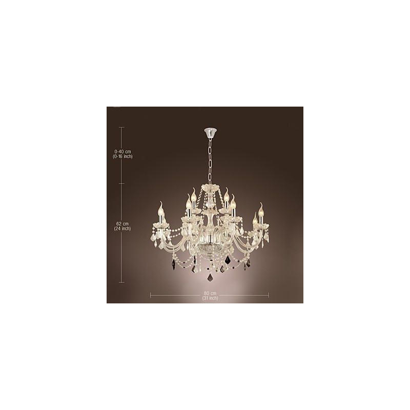 Lampadario rustico in vetro e cristallo elettroplaccato