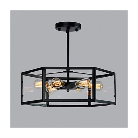 Lampada a sospensione retrò Mini Style in metallo nero e vetro trasparente, 3 luci