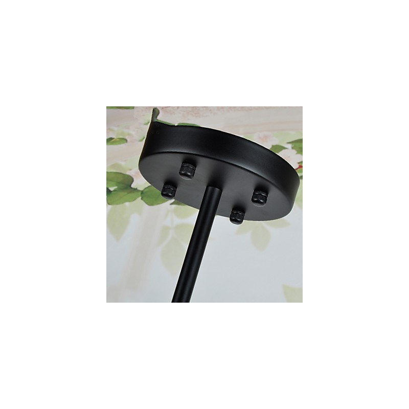 Lampada a sospensione retrò Mini Style in metallo nero e vetro trasparente, 3 luci