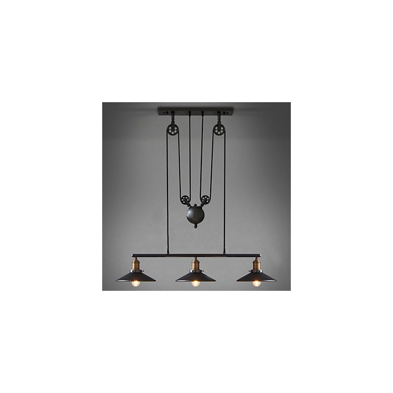 Lampada a sospensione vintage 3 luci ST64 con lampadine incluse, sistema Up and Down