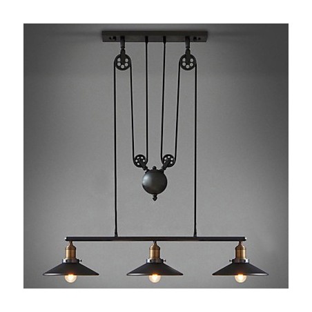 Lampada a sospensione vintage 3 luci ST64 con lampadine incluse, sistema Up and Down