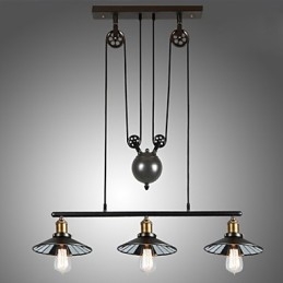 Lampada a sospensione vintage 3 luci ST64 con lampadine incluse, sistema Up and Down
