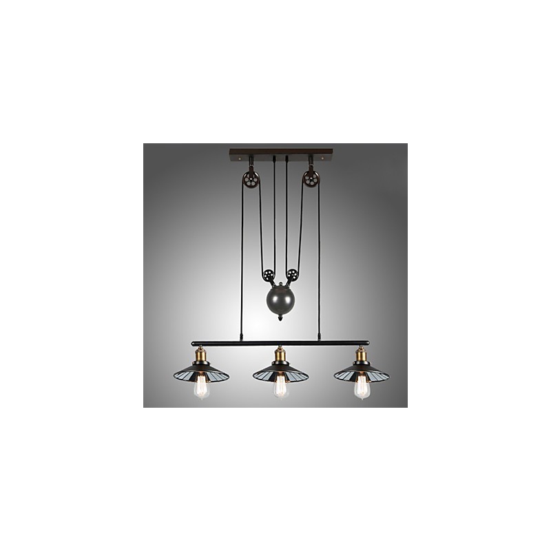 Lampada a sospensione vintage 3 luci ST64 con lampadine incluse, sistema Up and Down