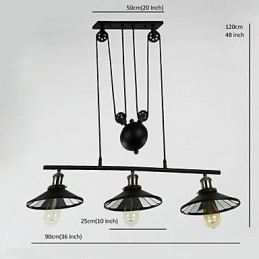 Lampada a sospensione vintage 3 luci ST64 con lampadine incluse, sistema Up and Down