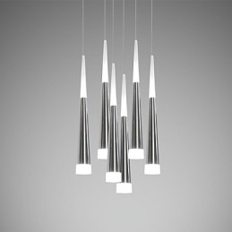 Lampada a sospensione moderna contemporanea in metallo con LED integrato, argento