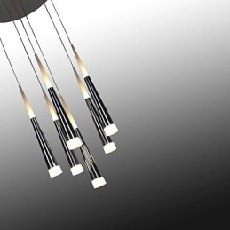 Lampada a sospensione moderna contemporanea in metallo con LED integrato, argento