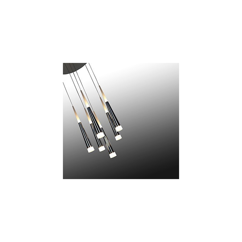 Lampada a sospensione moderna contemporanea in metallo con LED integrato, argento