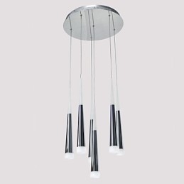 Lampada a sospensione moderna contemporanea in metallo con LED integrato, argento
