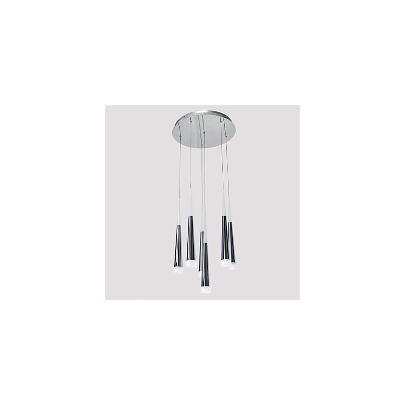 Lampada a sospensione moderna contemporanea in metallo con LED integrato, argento