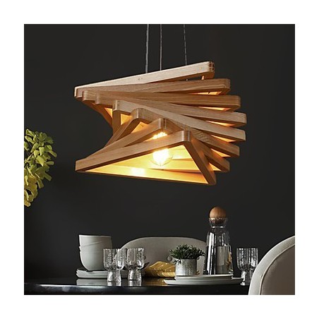 1Tradizionale classico stile country mini dipinto in legno bambù lampada a sospensione