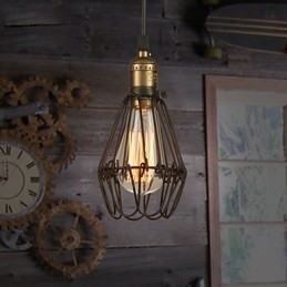 Lampada a sospensione vintage country americano piccola gabbia in ferro battuto