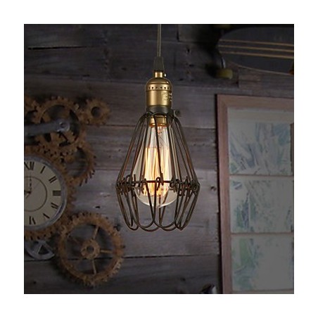 Lampada a sospensione vintage country americano piccola gabbia in ferro battuto
