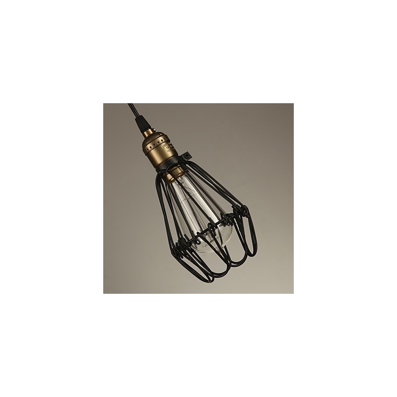 Lampada a sospensione vintage country americano piccola gabbia in ferro battuto