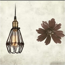 Lampada a sospensione vintage country americano piccola gabbia in ferro battuto