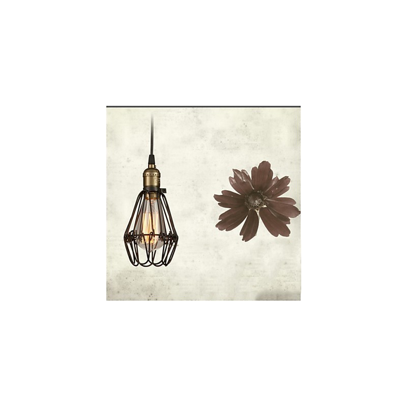 Lampada a sospensione vintage country americano piccola gabbia in ferro battuto