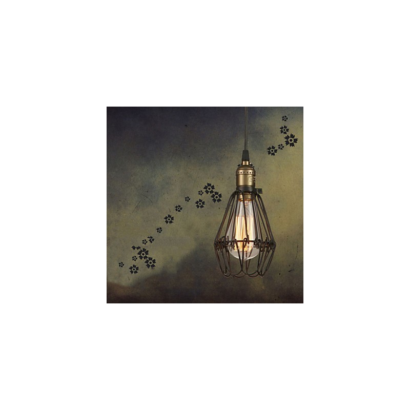 Lampada a sospensione vintage country americano piccola gabbia in ferro battuto