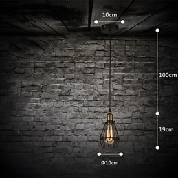Lampada a sospensione vintage country americano piccola gabbia in ferro battuto
