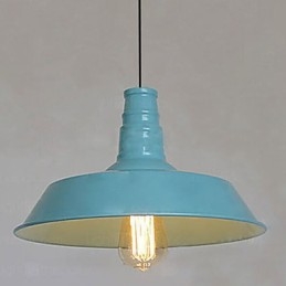 Lampada a sospensione in metallo blu vintage mini