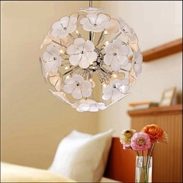 Lampadario a sospensione Glass Ball Flower Garden bianco in vetro e metallo, 10 luci G4