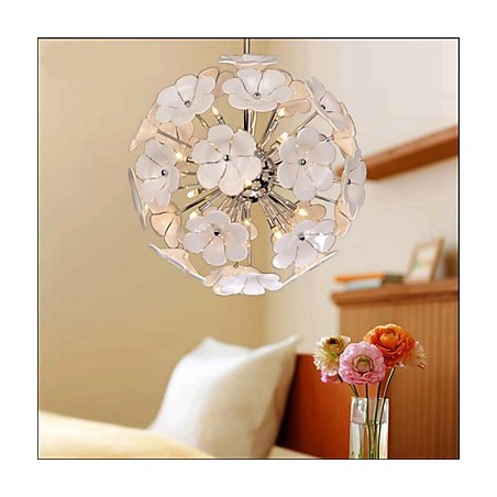 Lampadario a sospensione Glass Ball Flower Garden bianco in vetro e metallo, 10 luci G4