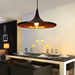 Lampada a sospensione moderna nera in alluminio con paralume nero