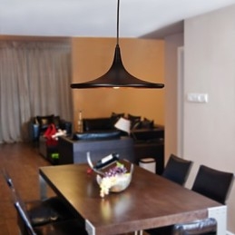 Lampada a sospensione moderna nera in alluminio con paralume nero