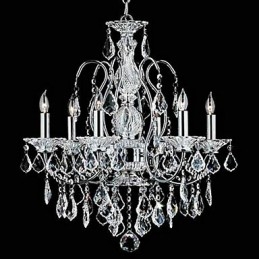 Lampadario classico tradizionale in metallo cromato e cristallo