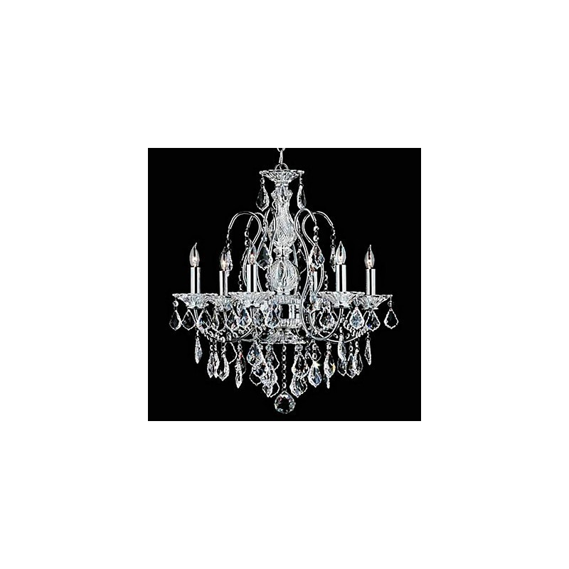 Lampadario classico tradizionale in metallo cromato e cristallo