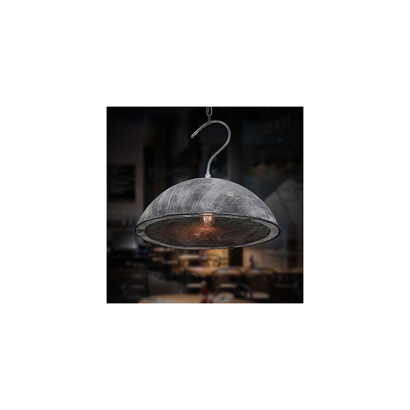 Lampada a sospensione industriale in ferro battuto nero, paralume coperchio bar