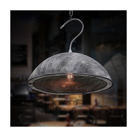 Lampada a sospensione industriale in ferro battuto nero, paralume coperchio bar