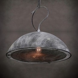 Lampada a sospensione industriale in ferro battuto nero, paralume coperchio bar