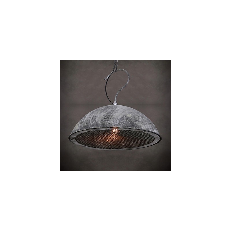 Lampada a sospensione industriale in ferro battuto nero, paralume coperchio bar