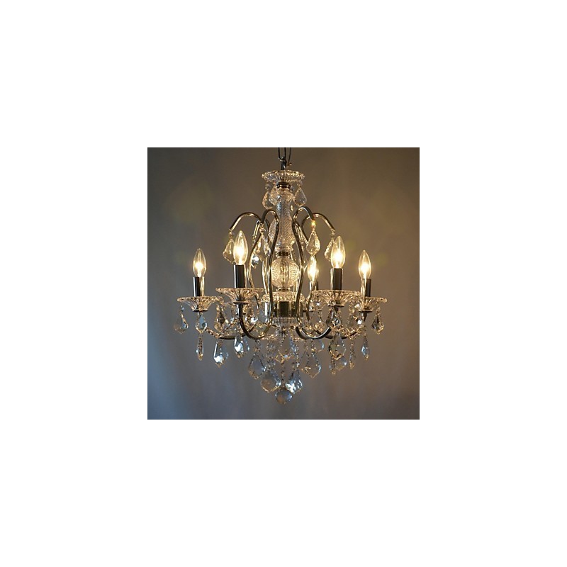 Lampadario classico tradizionale in metallo cromato e cristallo