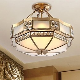 Lampada a sospensione LED in metallo finitura ottone rustico classico tradizionale