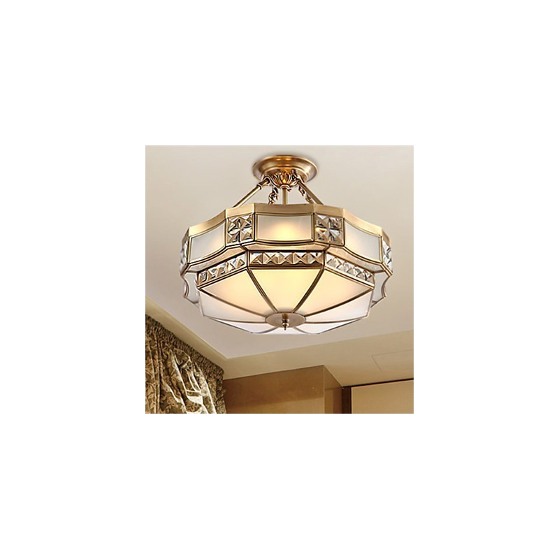 Lampada a sospensione LED in metallo finitura ottone rustico classico tradizionale