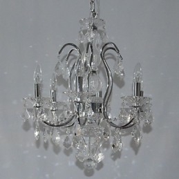Lampadario classico tradizionale in metallo cromato e cristallo