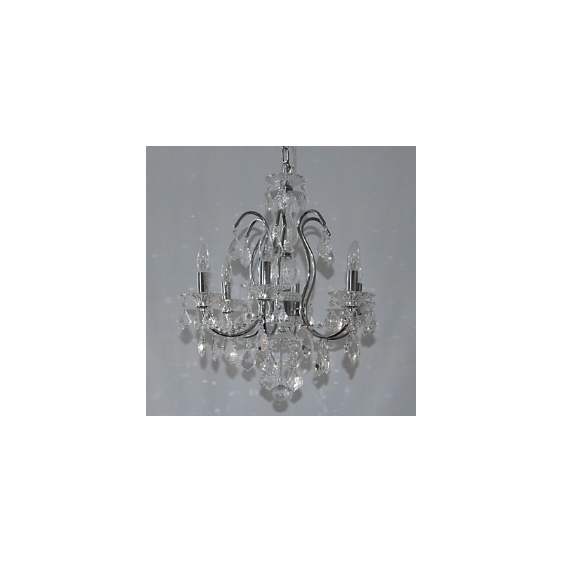 Lampadario classico tradizionale in metallo cromato e cristallo