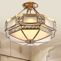Lampada a sospensione LED in metallo finitura ottone rustico classico tradizionale