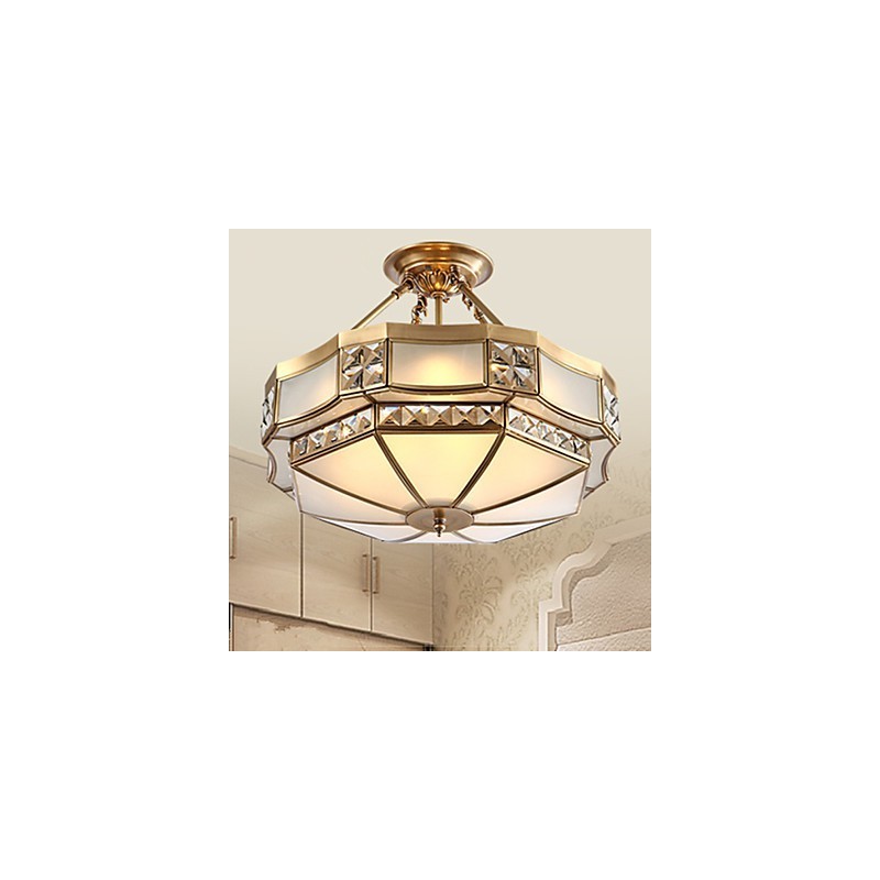 Lampada a sospensione LED in metallo finitura ottone rustico classico tradizionale