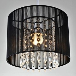Lampada a sospensione moderna in metallo nero e cristallo