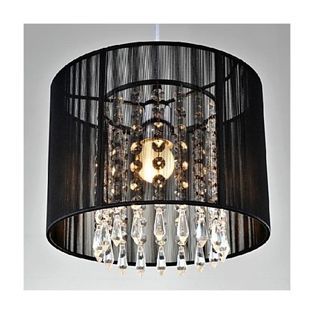 Lampada a sospensione moderna in metallo nero e cristallo