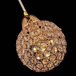 Lampada a sospensione moderna in metallo placcato oro con cristalli a globo