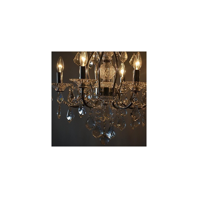 Lampadario classico tradizionale in metallo cromato e cristallo