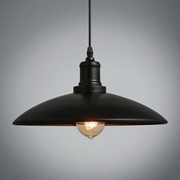 Lampada a sospensione retrò classica in metallo nero, 1 lampadina E26/E27, catena 100 cm