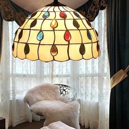 Lampadario a sospensione in vetro colorato retrò rustico classico