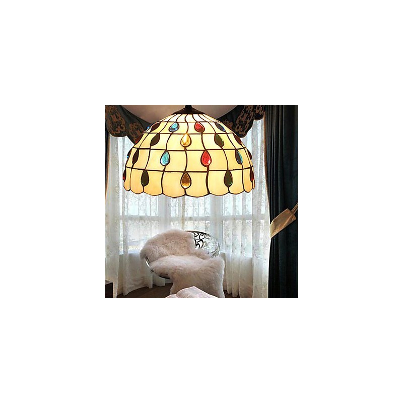 Lampadario a sospensione in vetro colorato retrò rustico classico